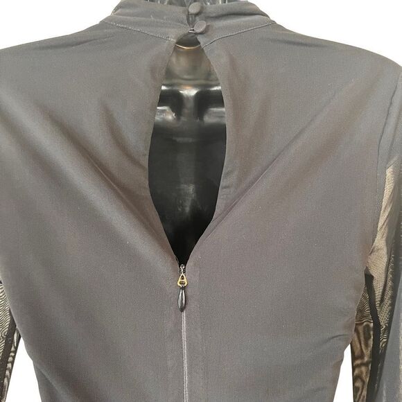 Bebe Mock Neck Floral Embroidered Mesh Dress - Picture 8 of 14